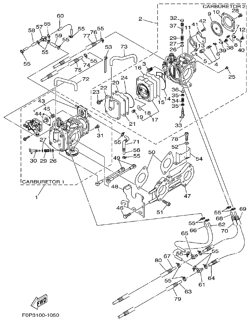 Yamaha XLT800(2003) CARBURETOR parts diagram